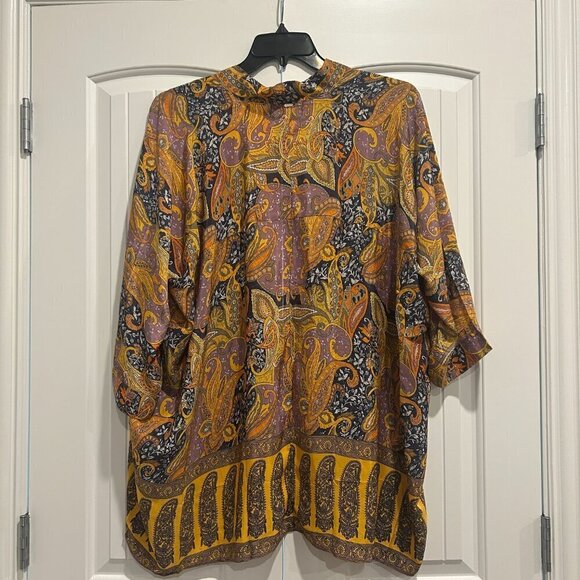 BSB Collection Yellow Orange Kimono Duster with Belt (one size fits all) - Picture 5 of 10